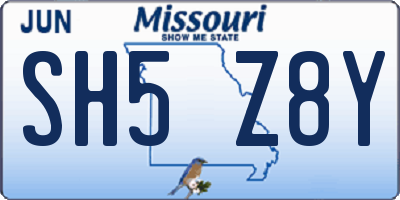 MO license plate SH5Z8Y