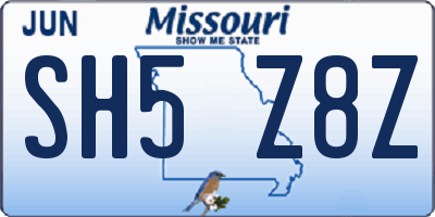 MO license plate SH5Z8Z