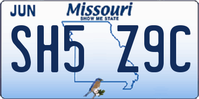 MO license plate SH5Z9C