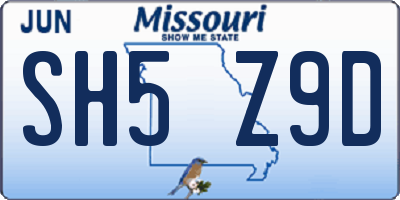 MO license plate SH5Z9D