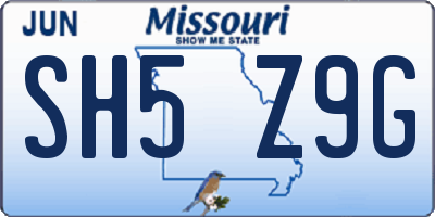 MO license plate SH5Z9G