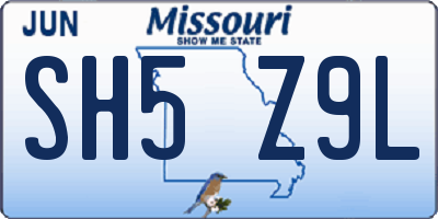 MO license plate SH5Z9L
