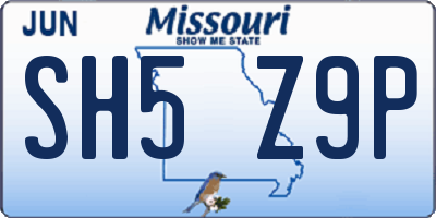 MO license plate SH5Z9P