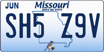 MO license plate SH5Z9V