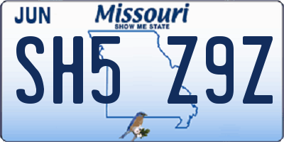 MO license plate SH5Z9Z