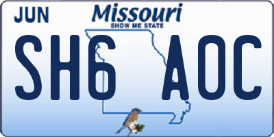 MO license plate SH6A0C