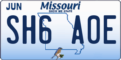 MO license plate SH6A0E