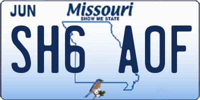 MO license plate SH6A0F