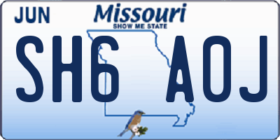 MO license plate SH6A0J