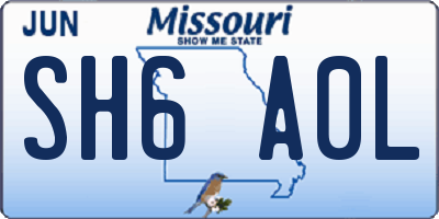 MO license plate SH6A0L