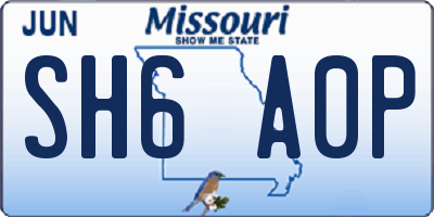MO license plate SH6A0P