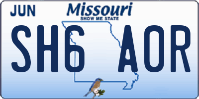 MO license plate SH6A0R