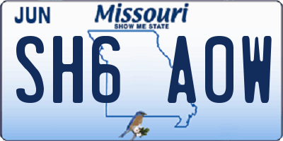 MO license plate SH6A0W