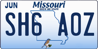 MO license plate SH6A0Z