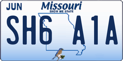 MO license plate SH6A1A