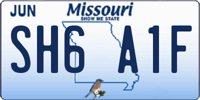 MO license plate SH6A1F