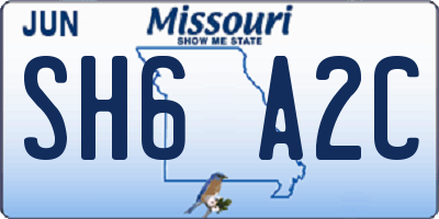 MO license plate SH6A2C