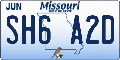 MO license plate SH6A2D