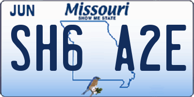 MO license plate SH6A2E