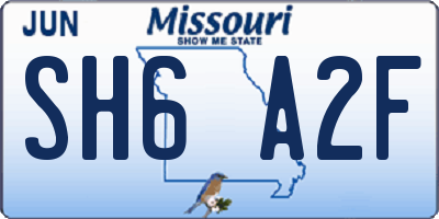 MO license plate SH6A2F