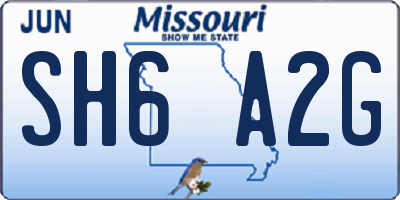 MO license plate SH6A2G