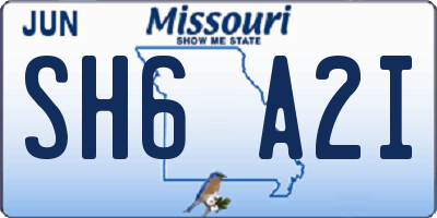 MO license plate SH6A2I