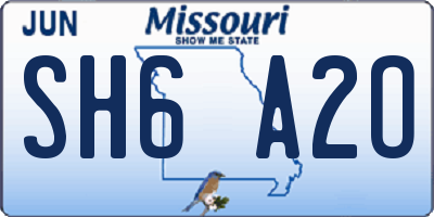 MO license plate SH6A2O