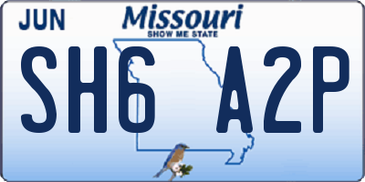 MO license plate SH6A2P