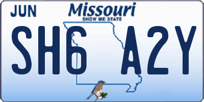 MO license plate SH6A2Y