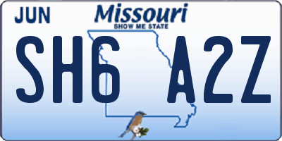 MO license plate SH6A2Z