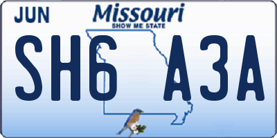 MO license plate SH6A3A