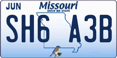 MO license plate SH6A3B
