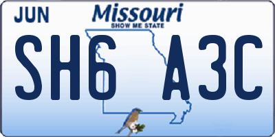 MO license plate SH6A3C