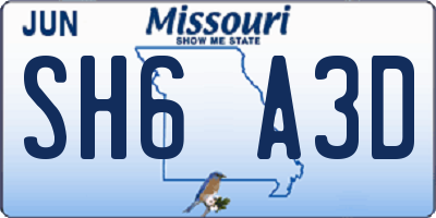 MO license plate SH6A3D