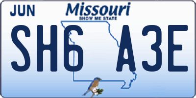 MO license plate SH6A3E