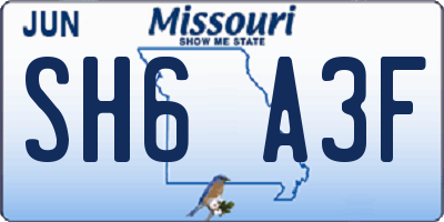 MO license plate SH6A3F