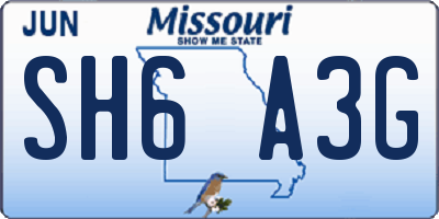 MO license plate SH6A3G