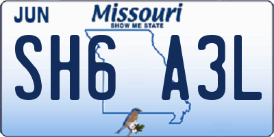 MO license plate SH6A3L