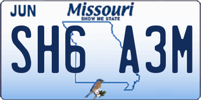 MO license plate SH6A3M