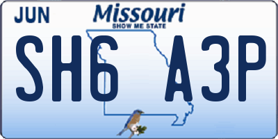 MO license plate SH6A3P