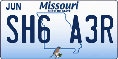 MO license plate SH6A3R
