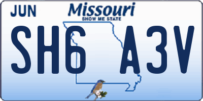 MO license plate SH6A3V