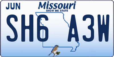 MO license plate SH6A3W
