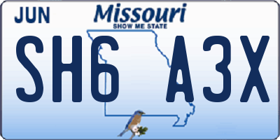 MO license plate SH6A3X