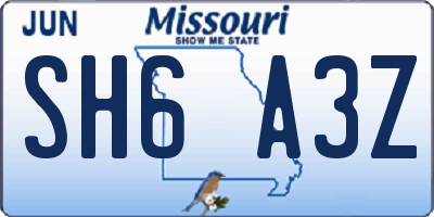 MO license plate SH6A3Z