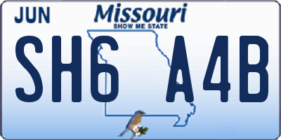 MO license plate SH6A4B