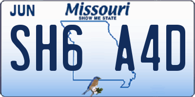 MO license plate SH6A4D