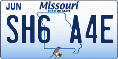 MO license plate SH6A4E