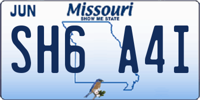 MO license plate SH6A4I