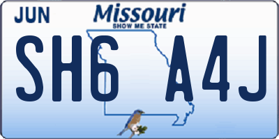 MO license plate SH6A4J